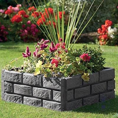 4 Count Faux Stone Garden Border Edging with Support Stakes for Flower Areas
