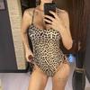 Leopard Cross Back Lace Up One Piece Swimsuit Women Swimwear Female High Leg Cut Monokini Padded Bather Bathing Suit Swim V7155