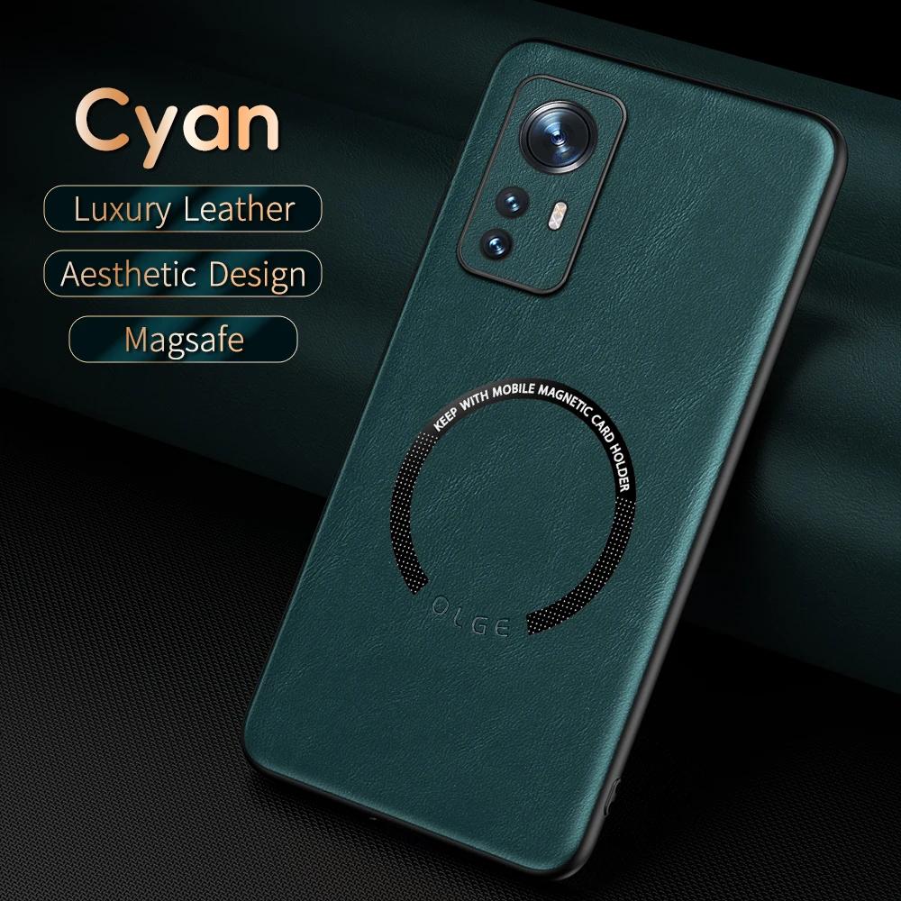 For Xiaomi 12 12X 12s 12 Pro 12s Pro 12s U Fine-Hole PU Cow Pattern Leather Outer Magnetic Ring Soft Edge Anti-Drop Phone Case