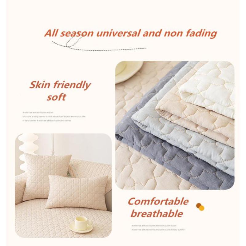 Fashion Nordic Sofa Mat Simple Embroidery Water Washed Cotton Dustproof Couch Cover Soft Anti Slip Furniture Protective Sleeve