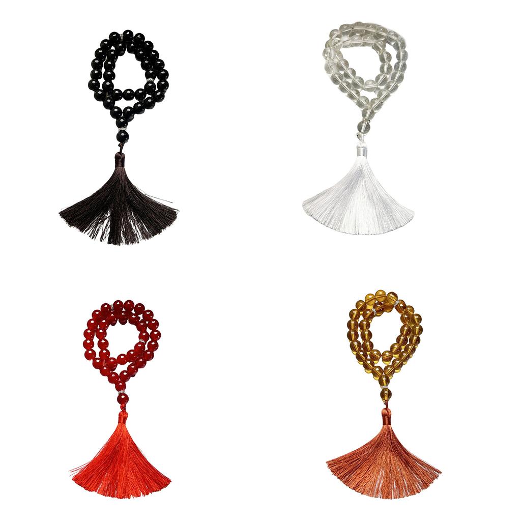 Glass Beads Bracelet Rosary Beads and Fringe Pendants for Prayer Meditations Elegant Glass Grains Rosary Beads