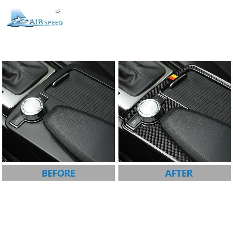 Airspeed Real Carbon Fiber Trim Stickers for Mercedes Benz C Class W204 E Class W212 Car Armrest Panel Cover Styling