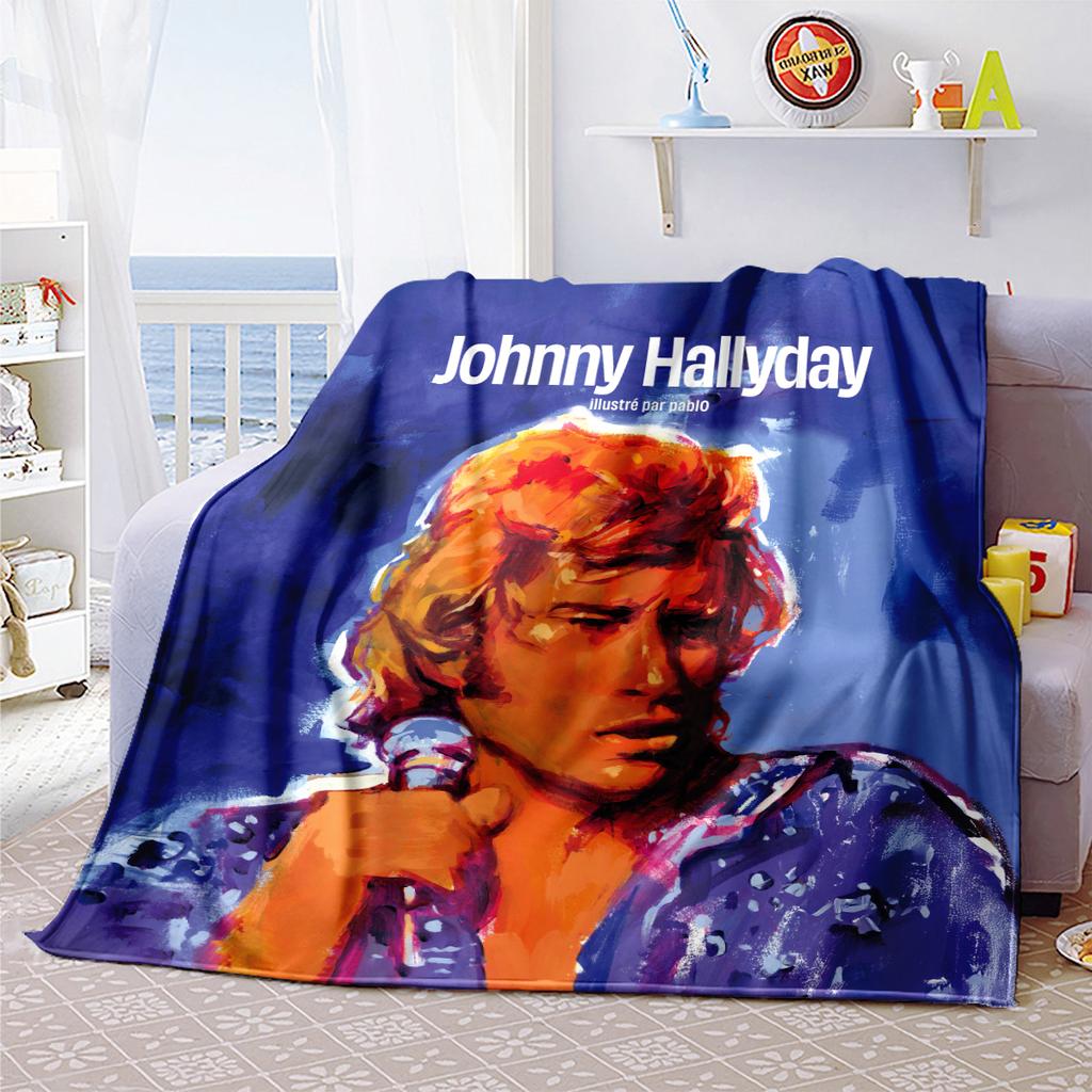 1pc Johnny Halliday the King of French Rock blanket, al season lightweigh Poster blanket home office outdoor nap multifunc Poster blanketional blanket