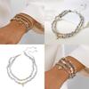 Ensemble Collier et Bracelets Pendentif Cœur Géométrique pour Femmes