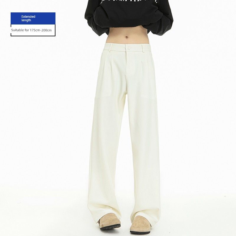 Dongjie No Logo Flus Spring Straight-Leg Drape Casual Dress Pants for Men, Wide-Leg Versatile Loose Floor-Length Trousers