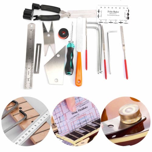 Guitar Repair Tool Kit, Guitar Maintenance Kit, 3-in-1 Guitar Repair Set with String Winder, Leveling, Ruler, Fret Sanding File, and Upgrade Tools