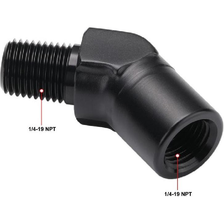 1/4 NPT Female To 1/4 NPT Male 45 Degree Fitting 1/4 NPT  Black - 45 Degree