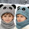 Panda Children Beanie Caps Cartoon Warm Bonnet Scarf Fashion Kids Plush Hat  Outdoor