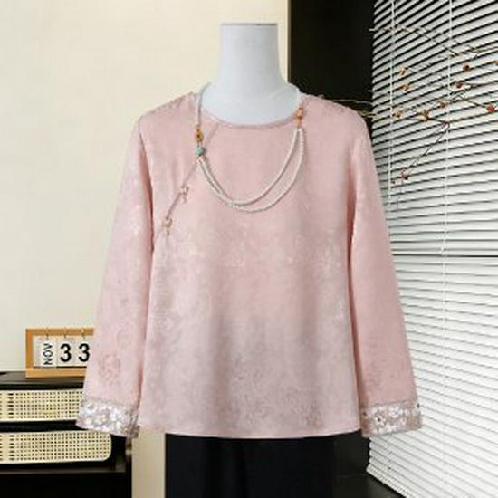 

Mom s Spring 2026 Long-Sleeve Pullover for Middle-Aged Women - Stylish Base Layer T-shirt 5XL