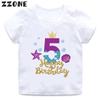 Cute Mermaid Princess Print Girls Clothes 1 2 3 4 5 6 7 8 9 Years Happy Birthday Kids Short Sleeve T Shirt Baby Boys TShirts