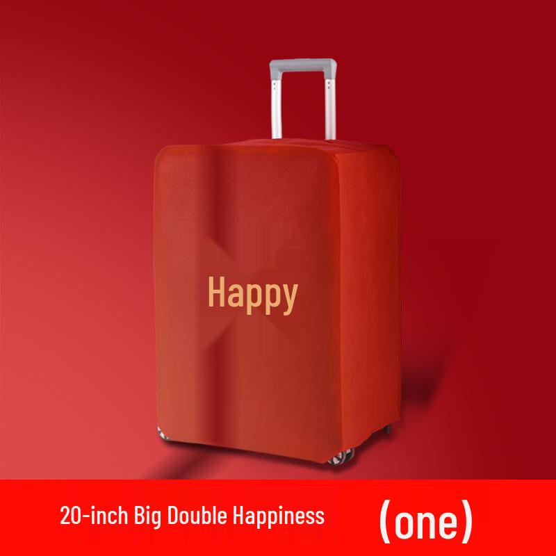 Red Double Happiness Wedding Suitcase Cover: Protective Leather Dust Bag for Luggage