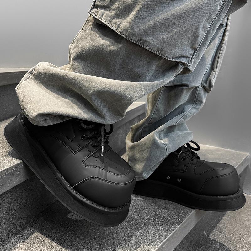 Großer Kopf Mickey Muffin Schuhe Herbst und Winter neu dicke Sohle höhenverstellende Derby Schuhe kontrastierende Farben tägliche niedrig geschnittene Schuhe