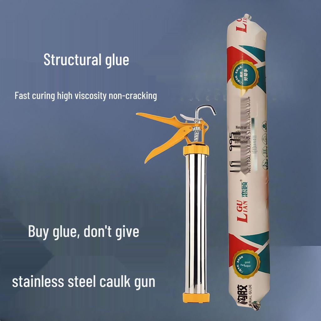 Nerezová šetřící práci pistole na tmel pro husté lepidlo a sklenářské lepidlo