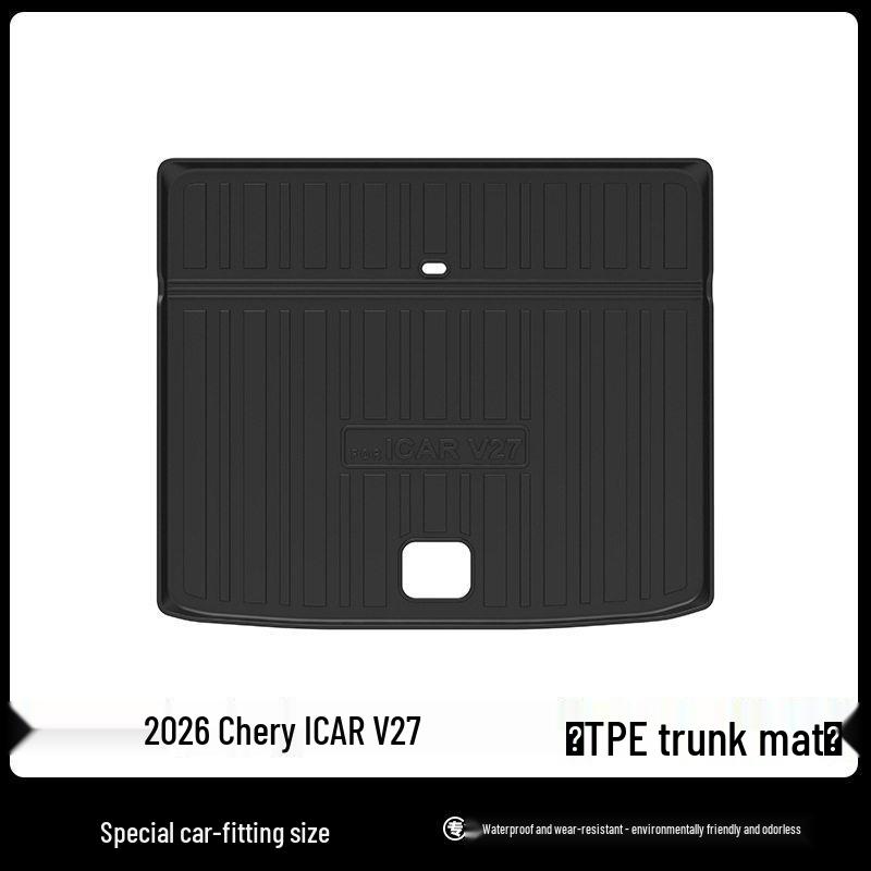 3D All-Weather TPE Floor and Trunk Mats for 2026 Chery iCAUR ICAR V27 with Carbon Fiber Texture Backrest