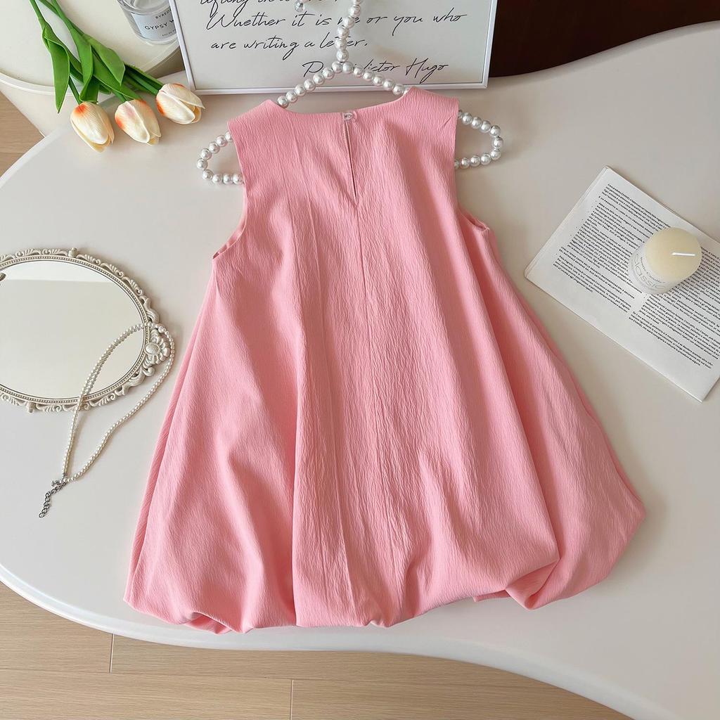 New Summer Korean Style Girls' Sleeveless Bow Flower Bud Skirt Dress