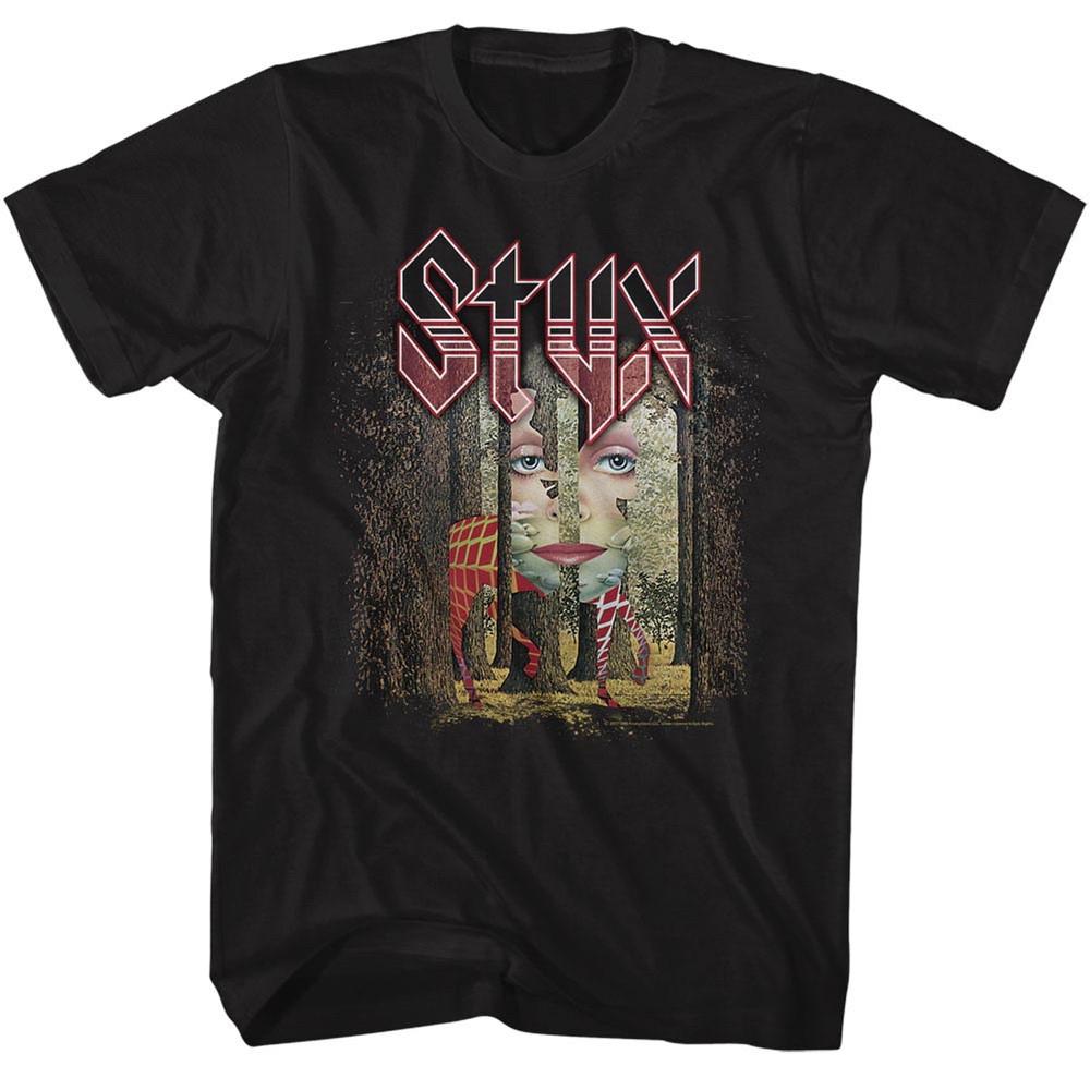 STYX Mens New OFFICIAL MUSIC GRAND ILLUSION in 100% BLACK Cotton Shirt SM5XL Unisex T-Shirt XXXXL