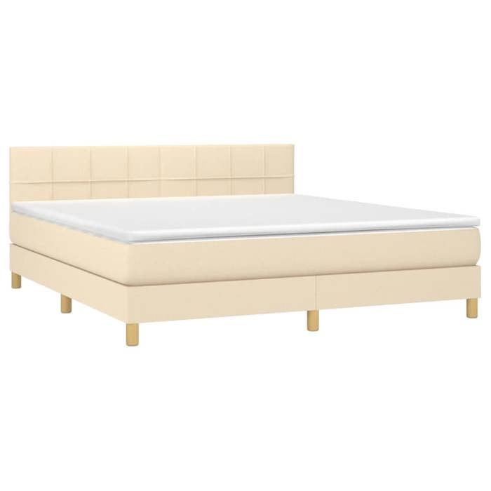 3133730 vidaXL Sommier tapissier avec matelas et LED Crème 160x200 cm Tissu