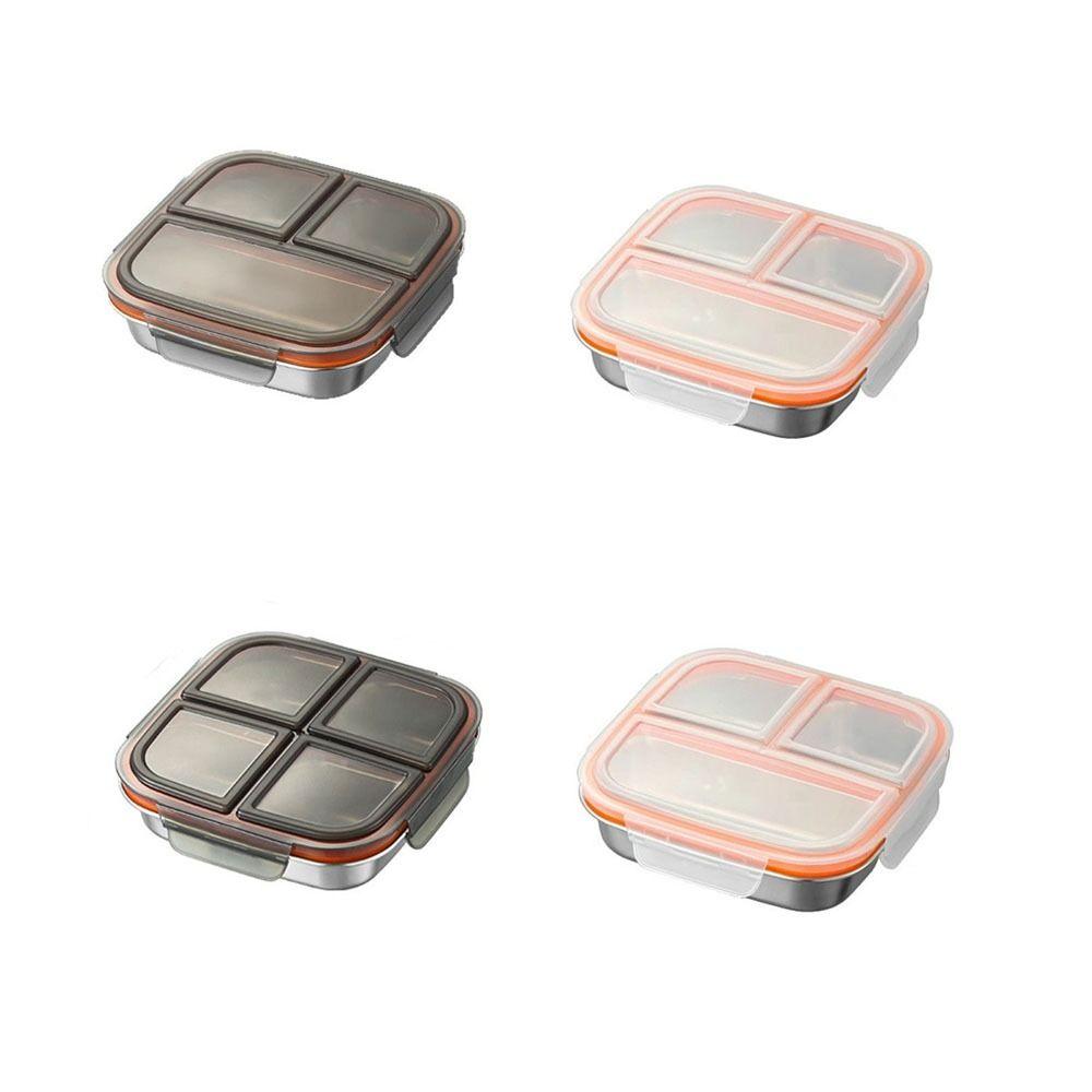 Leak Proof Stainless Steel  Lunch Box Reusable Student Meal Plate Food Container  Child School