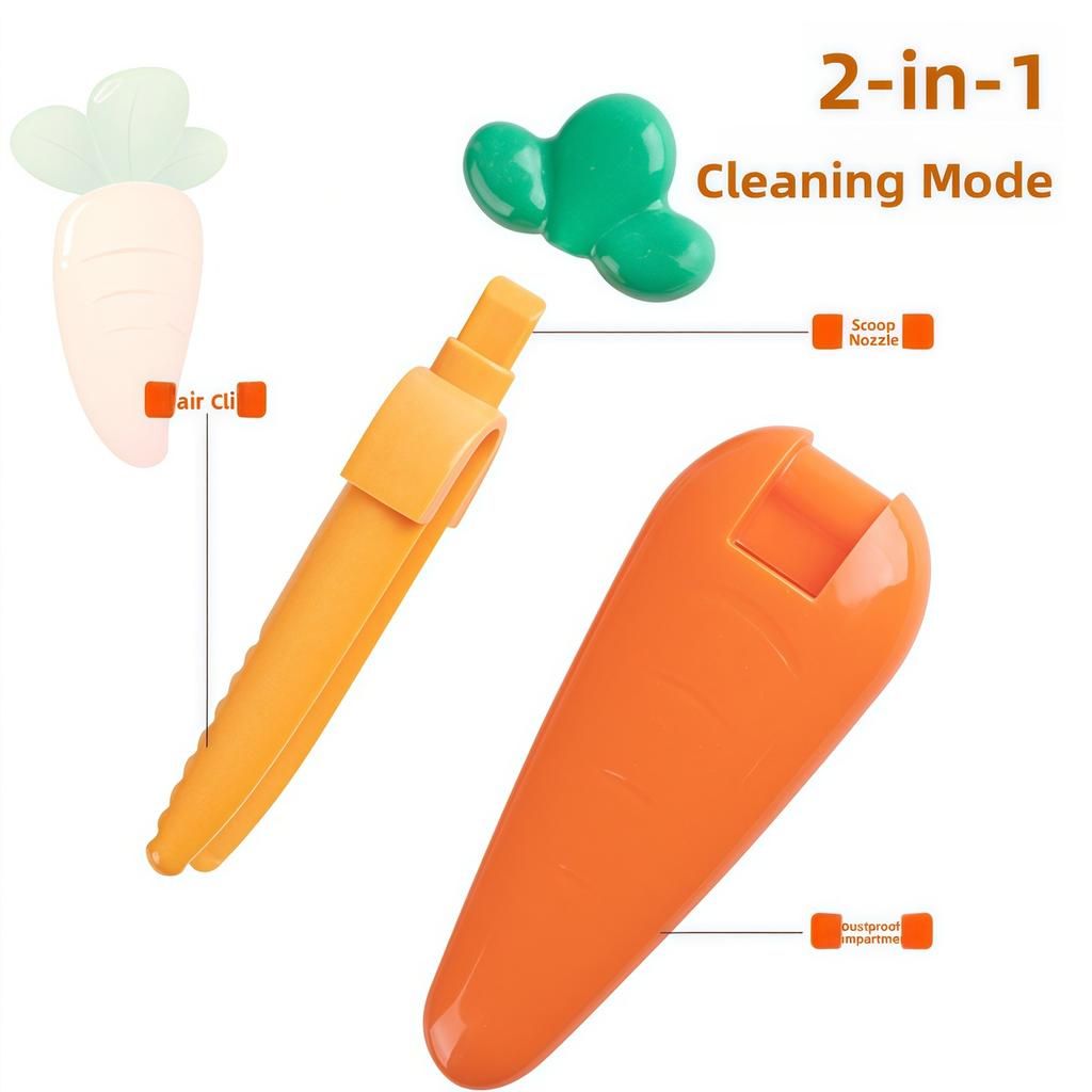 Portable Cute Carrot Shape 2-in-1 Garbage Clip Dust Stain Removal Shovel Kitchen Bathroom Sink Cleaning Tools Hair Catchers