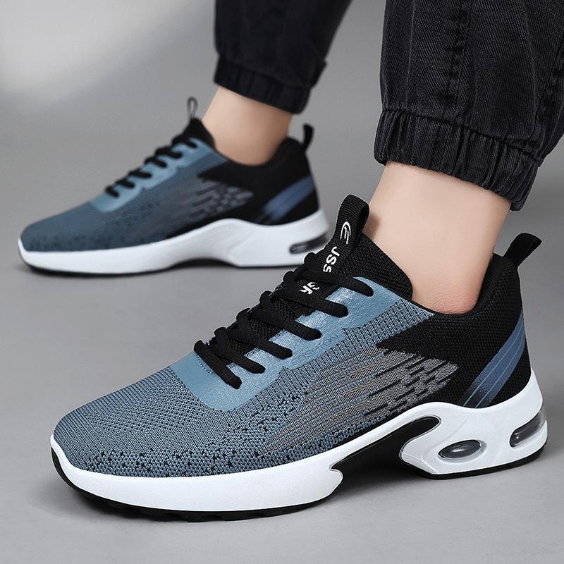 Summer Men Running Sneakers Breathable Flying Stitch Lace-up Platform Casual Sneaker Man Non Slip Trainers Zapatillas De Deporte