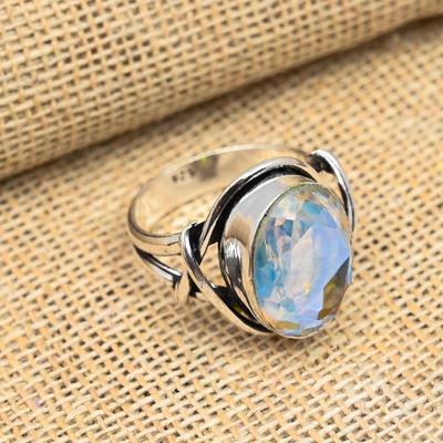 Gorgeous Rainbow Mystic Topaz Gemstone Handmade 925 Solid Sterling Silver Jewelry Ring For Women