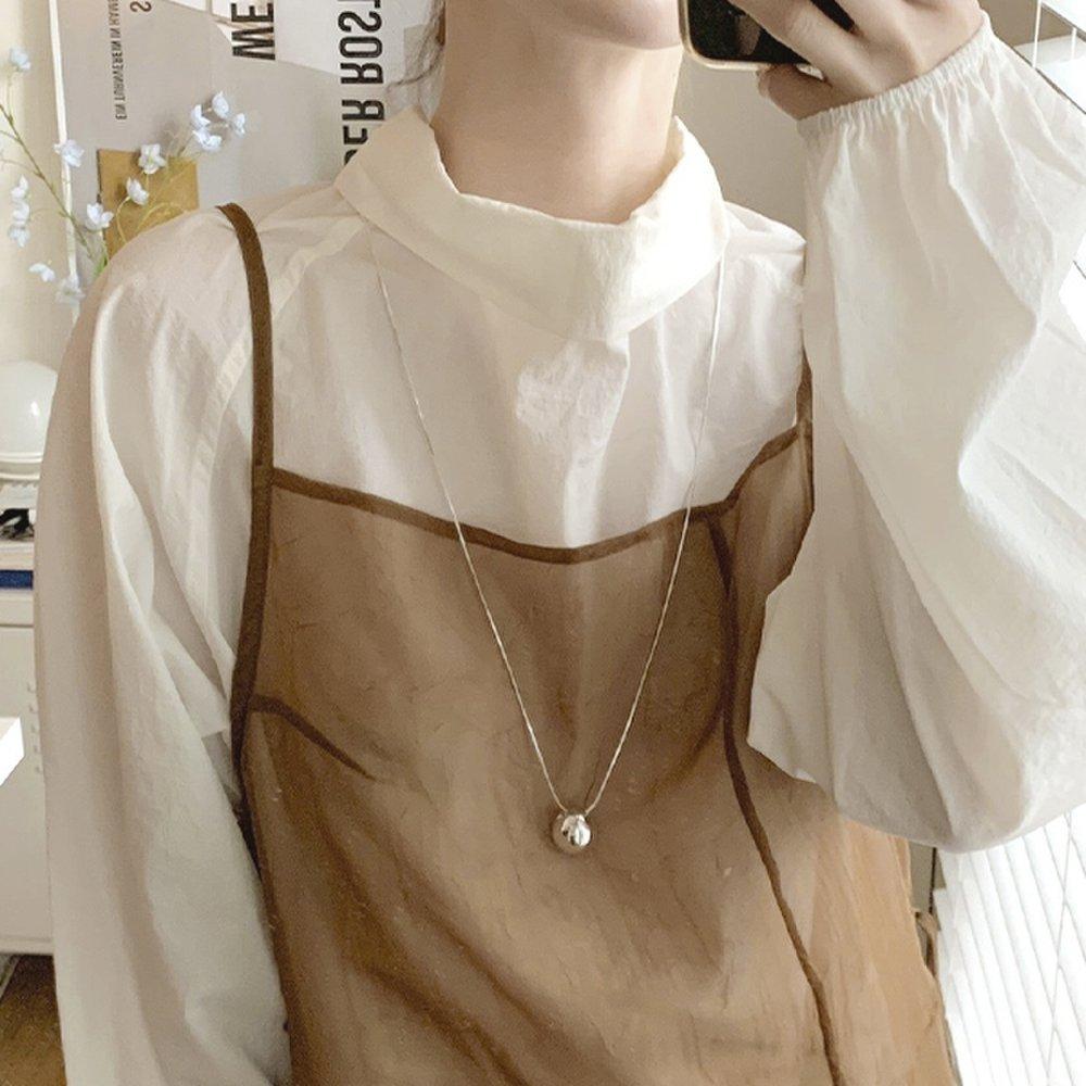 

Lcate Necklace Maxi Bold Silver Round Long Necklace Lear003