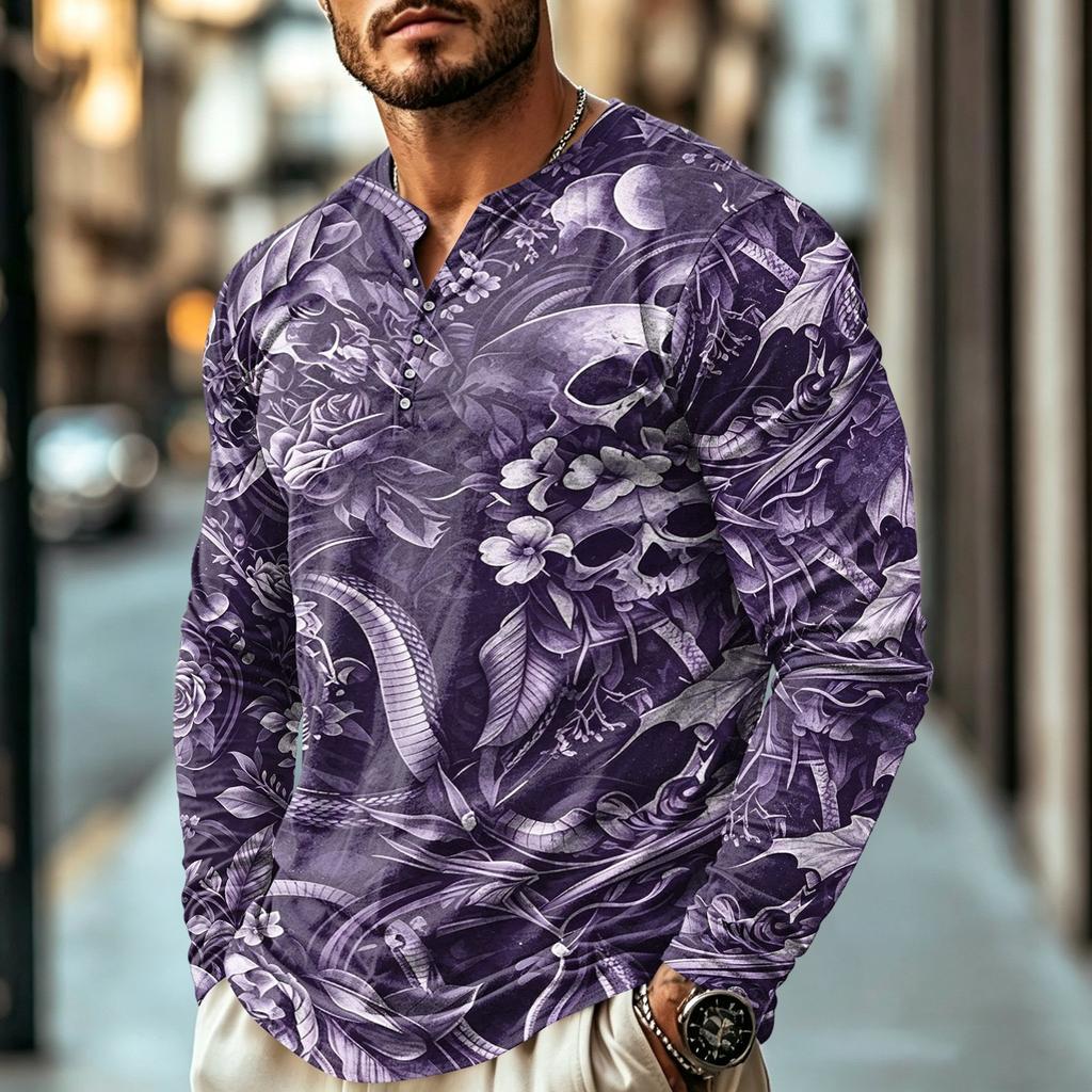 Men's Casual Retro Long Sleeve Shirt for Everyday Wear