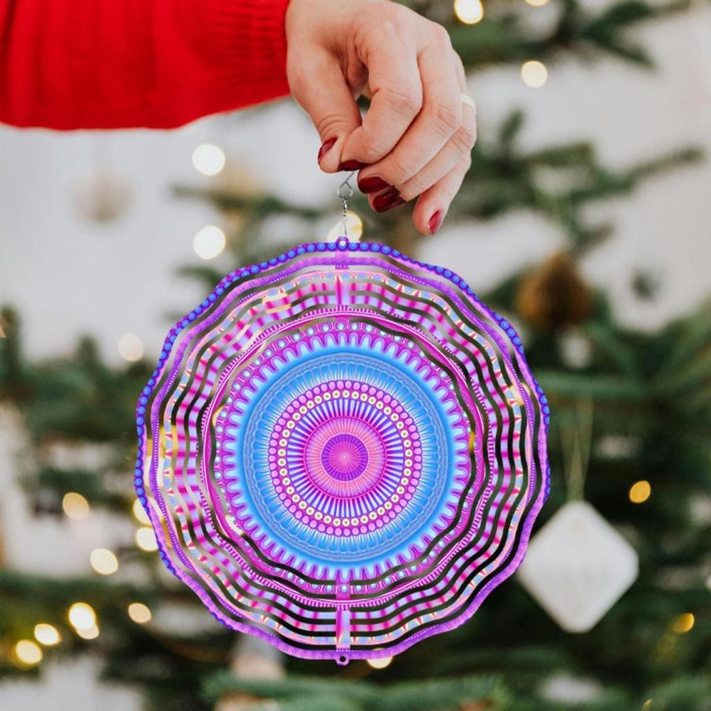 10 Inch Purple Blue Hanging Wind Spinner 360 Degree Rotating Metal Art for Garden Balcony Outdoor Decor No Battery Needed Creative Gift