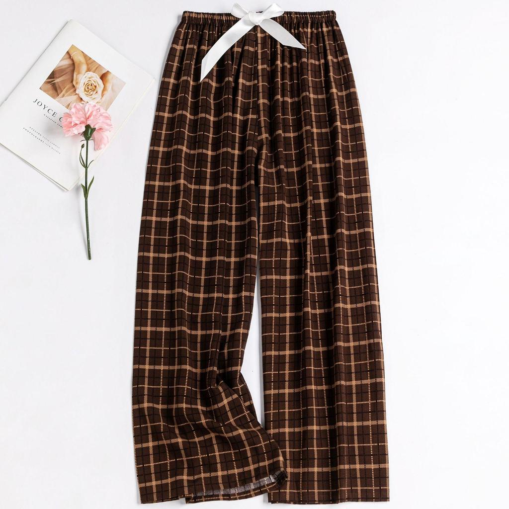 Women's Floral Cotton Silk Pajama Pants, Mosquito Repellent, Outdoor & Home Wear, Plus Size, Lightweight Summer Style.