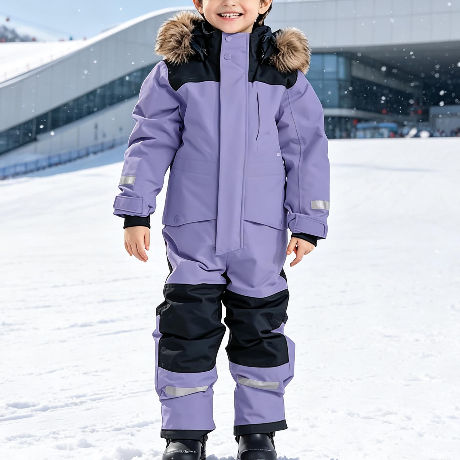 Fashionable Kids One-Piece Ski Suit for