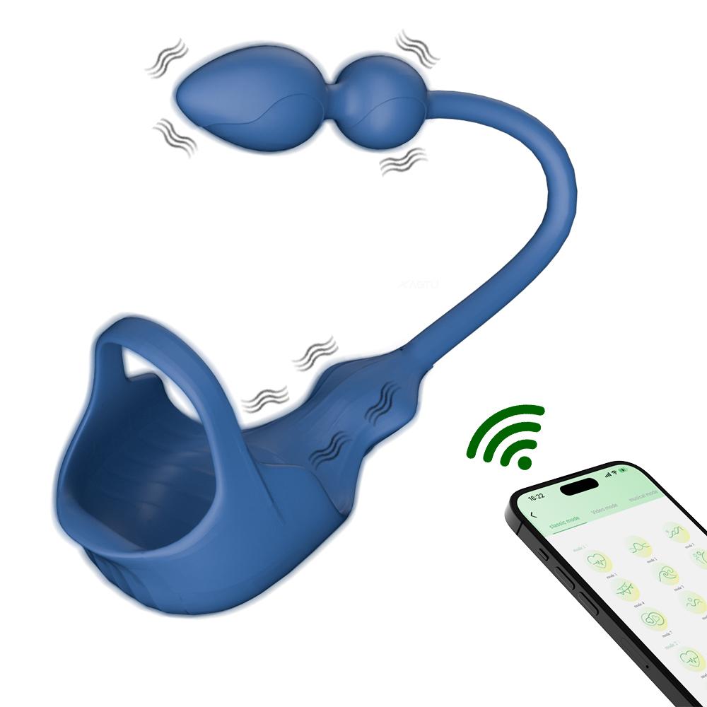 Vibrator Cockring Penis Cock Ring Med Anal Butt Plug Delay Ejakulasjon Sexleketøy for menn Par