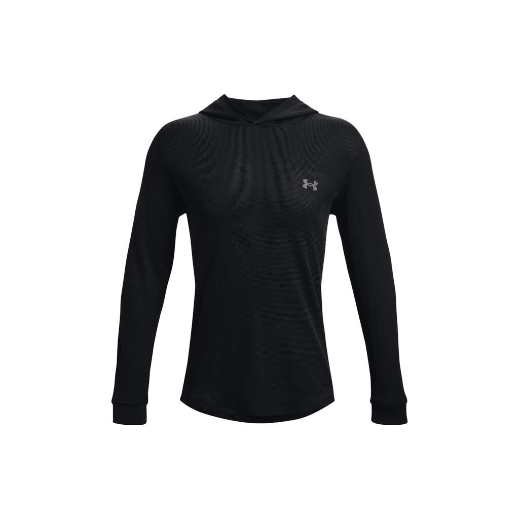 Under Armour Waffle Hoodie Long Sleeve Pullover Men Tops Black 1302362-001