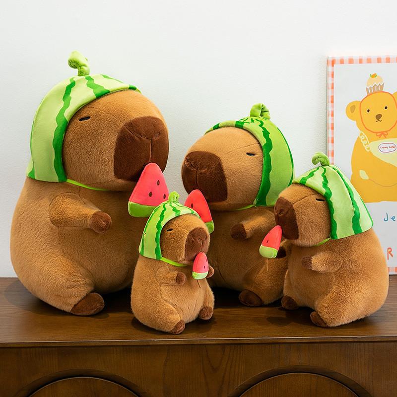 Hat Capybara Watermelon Plush Toys Soft Doll Room Decoration Children Gifts