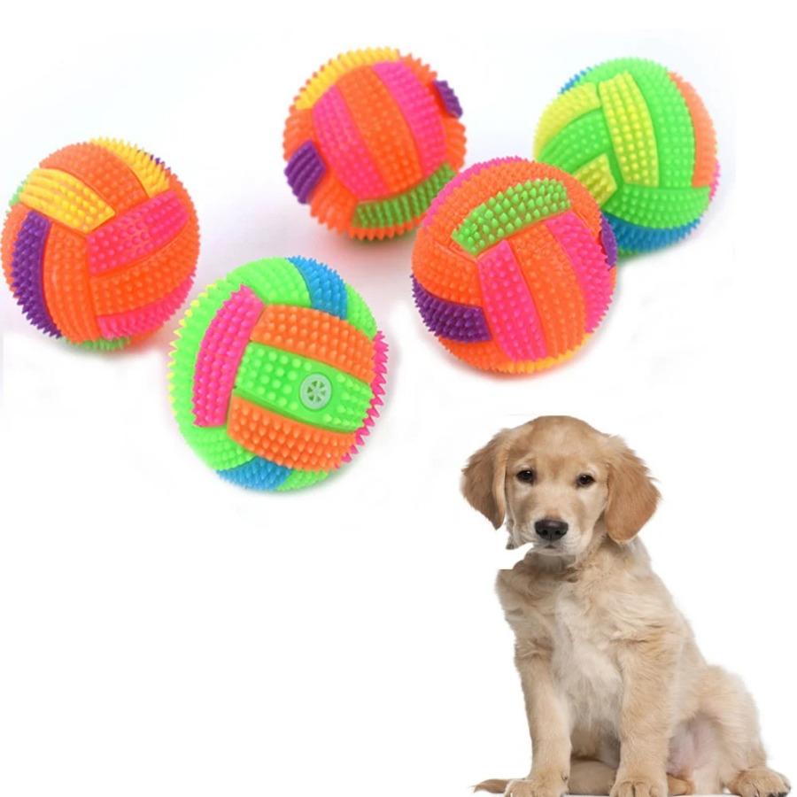Fußballform Leuchtende Bälle LED-Licht Quietschender Hüpfball Haustier Hund Blinkendes Spielzeug Lustiges Kinderspielzeug Interaktive Hunde Katzen Kauspielzeug