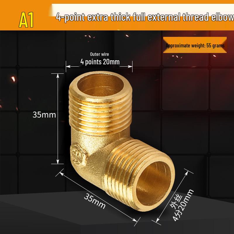 

All-Copper Male & Female Threaded 90° Elbow Connector for Tap Water Pipes
