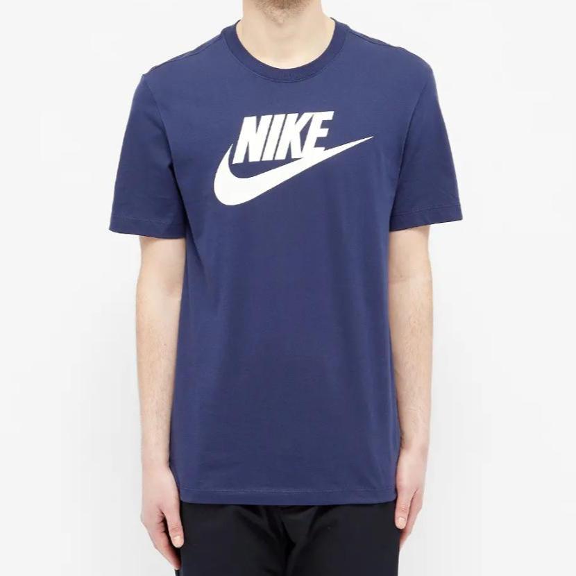 Nike Futura Icon Tee Logo Printed Short Sleeve T-Shirt Men Tops Blue AR5004-411