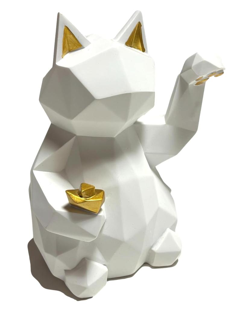 Natura Style Maneki-neko (Lucky Cat) Figurine, Stylish Nordic Style Decor (Small, White)