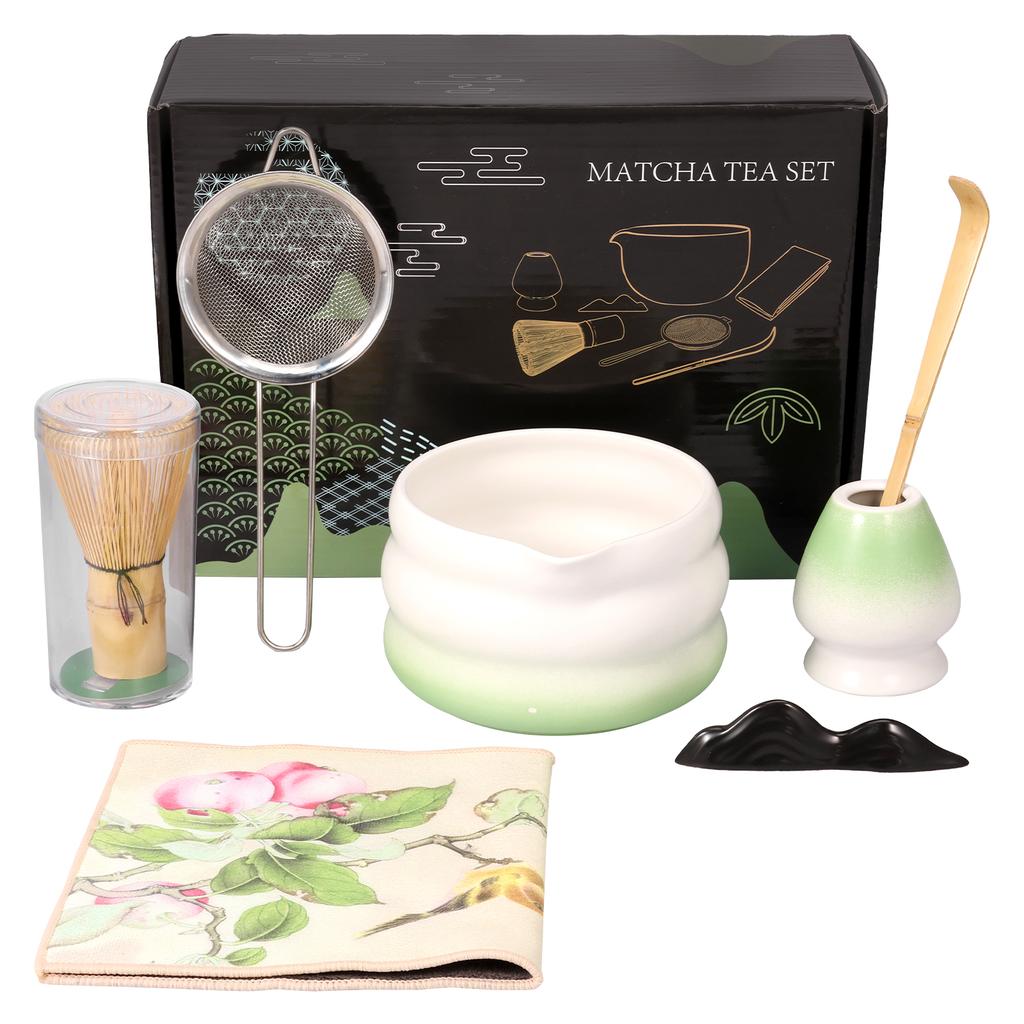 4/7 Pcs Japanese Matcha Tea Set Matcha Accessories with Bamboo Whisk and Teaspoon Ceramic Matcha Making Set for Home Tea Lovers