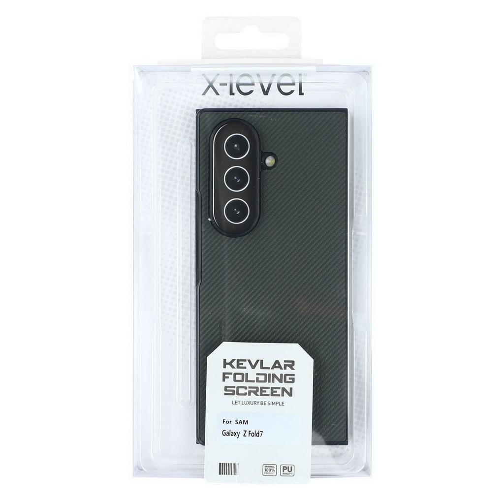 X-LEVEL For Samsung Galaxy Z Fold7 5G Case Carbon Fiber Texture PU Leather+PC Phone Cover