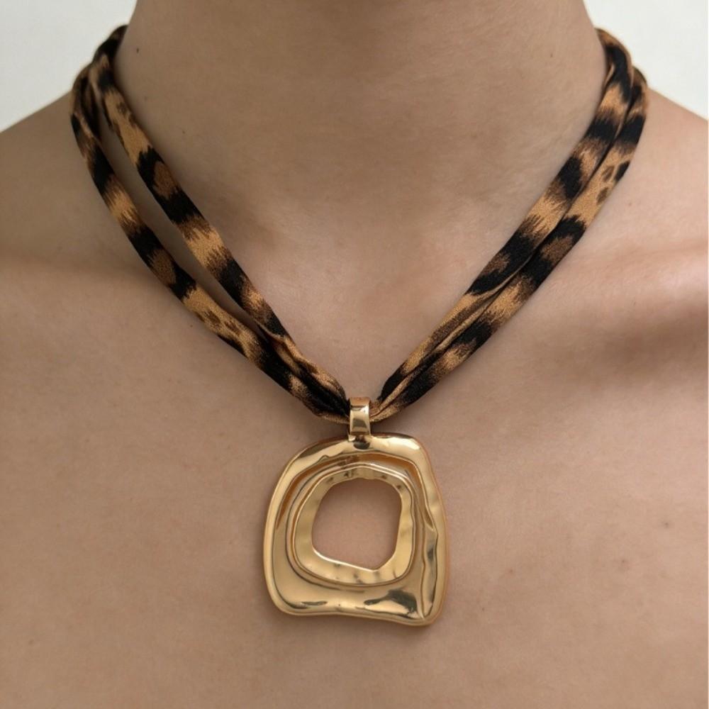 Charm Leopard Choker Bohemia Style Leopard Cloth Strip Necklace Starfish Pendant Necklace  Gift