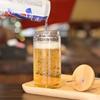 500ML Glass Cup Transparent Iced Coffee Glasses Glass with Lid and Straw Beer Can Milk Mocha Cup Cocktail Whiskey Beer Glasses