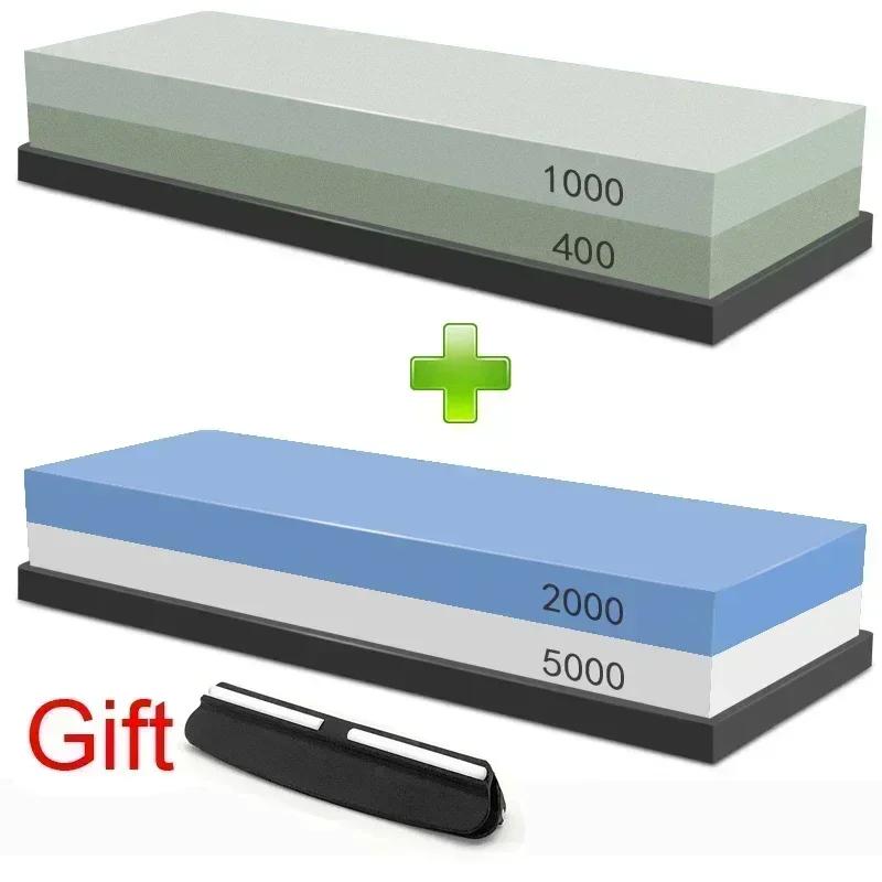 1-7 Stück Schärfstein Messerschärfer Körnung 240-8000# Wetzstein Professionelles Schleifstein-Set Holzbasis Winkelführung Polierset