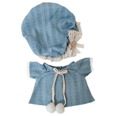 Niannyyhouse 20cm Peluş Kıyafet Seti, Gecelik, Şapka, Elbise, Pamuklu Bebek Kıyafetleri (mavi)