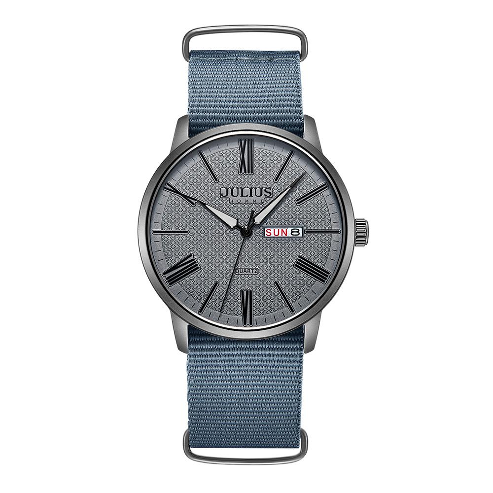 Jyullieoseu Jah-124 Round Men'S Nato Watch + Free Leather Band