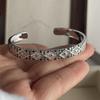 100% Solid 925 Sterling Silver Retro Bracelet for Women Men Vintage Handmade Wide Blue CZ Simple Bracelet Birthday Gift
