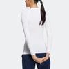Adidas Solid Color Crew Neck Pullover Long Sleeve Raglan T-Shirt Women Tops White HT0026