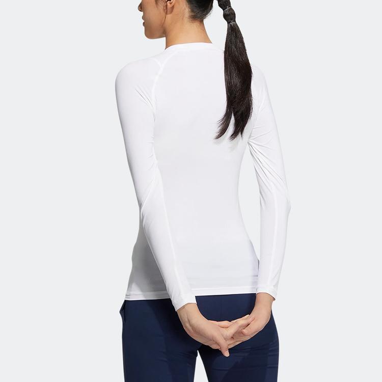 Adidas Solid Color Crew Neck Pullover Long Sleeve Raglan T-Shirt Women Tops White HT0026