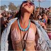 JMXD-European and American Fashion Beaded Necklace Turquoise Collarbone Chain Ethnic Style Female Retro Vacation Necklace
