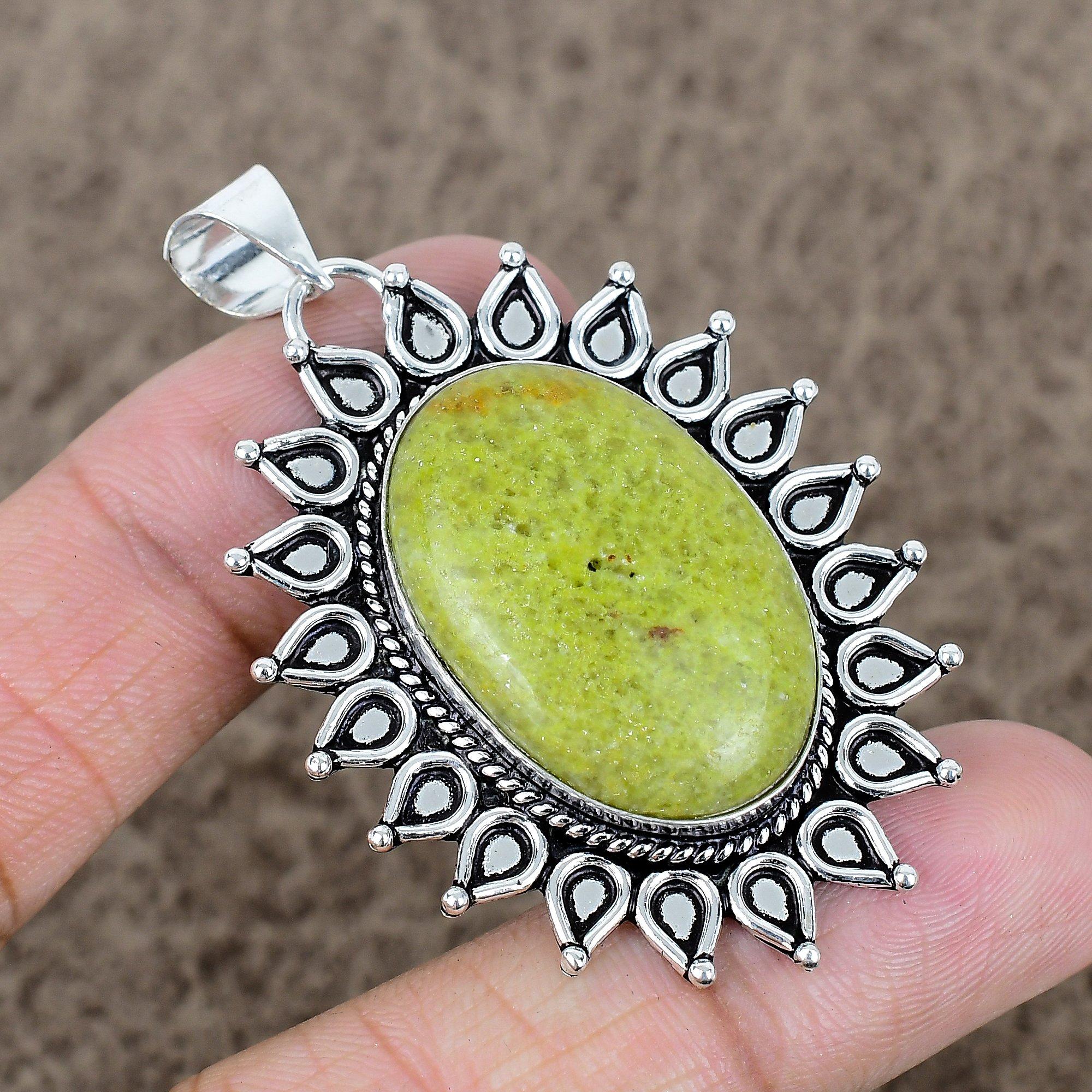 

Swiss Green Opal Gemstone 925 Sterling Silver Jewelry Pendant 2.25 KKG-744
