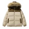 Men Hooded Parkas Winter Fur Lined Hooded Men Thick Fleece Coats Male Parkas Female Couple Color Block Warm Winter Men Parkas